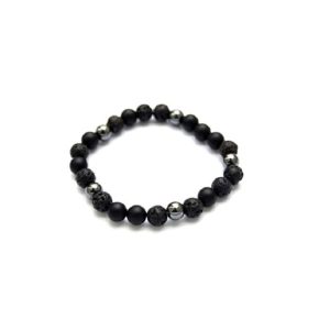 Lava Rock Beads (Volcanic Beads) & Hematite 8 mm Stretch Bracelet