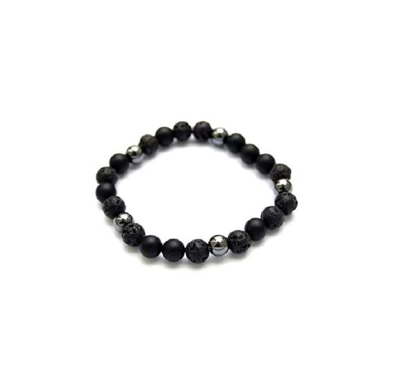 Lava Rock Beads (Volcanic Beads) & Hematite 8 mm Stretch Bracelet