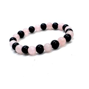 Rose Quartz & Black Onyx Crystal Stretch 8 mm Bracelet