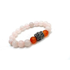 Rose Quartz & Carnilian 10 mm Stretch Bracelet
