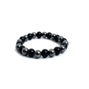 Black Onyx and Hematite 8 MM Stretch Bracelet