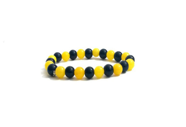 Black onyx & yellow jade stretch bracelet 8 mm