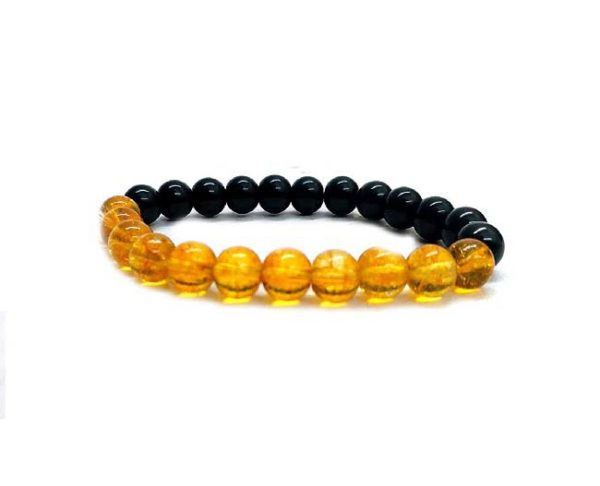 Natural Citrine & Black Onyx 8 mm Stretch Bracelet