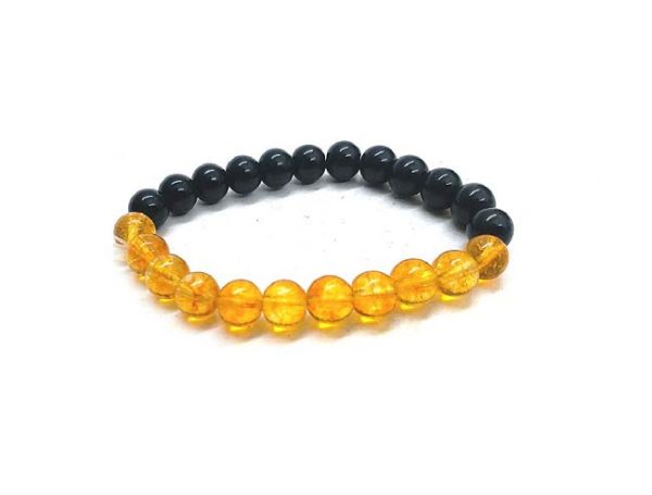 Natural Citrine & Black Onyx 8 mm Stretch Bracelet - Image 2