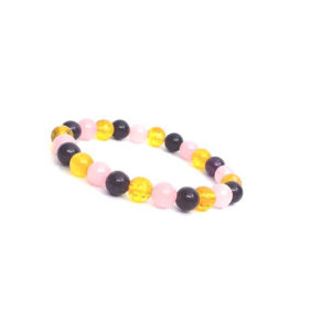 Real Citrine, Rose Quartz and Amethyst Stretch Bracelet