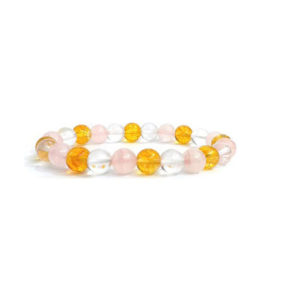 Real Citrine, Rose and Clear Quartz Bracelet