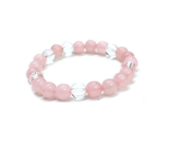 Natural Rose Quartz and Clear Quartz Bracelet