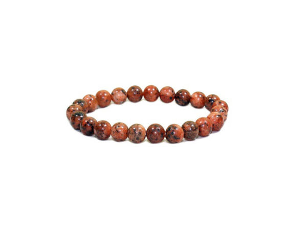 Fire Agate Natural Crystal Stone high Grade 8 mm Stretch Bracelet