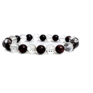 Garnet & Clear Quartz Crystal 8 MM Stretch Bracelet