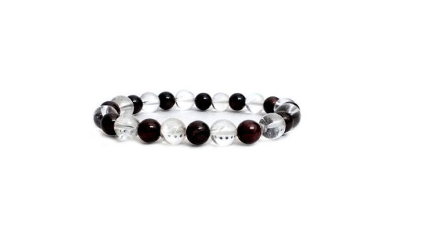 Garnet & Clear Quartz Crystal 8 MM Stretch Bracelet