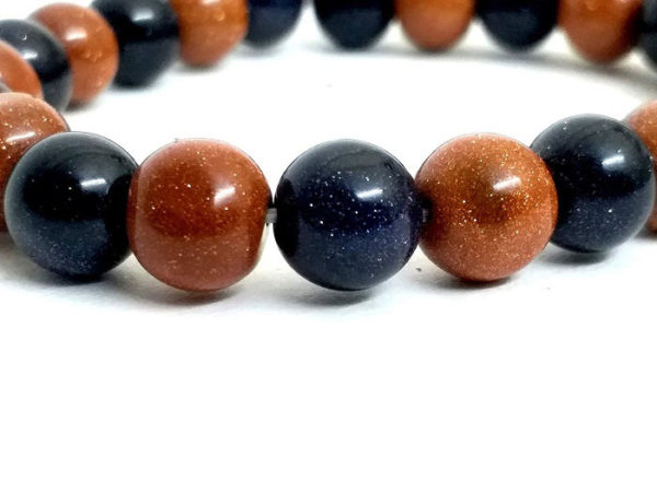 RED and Blue Gold Stone Power 8 MM Stretch Bracelet - Image 2