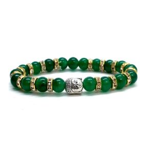 Green Aventurine Zircon Finished 8 mm Stretch Bracelet