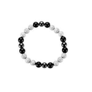 HOWLITE Black Onyx and Hematite 8 MM Stretch Bracelet