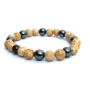 Auspecious Lotus Seed & Hematite Crystal Power 8 mm Stretch Bracelet,