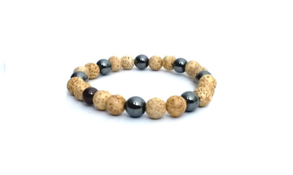 Auspecious Lotus Seed & Hematite Crystal Power 8 mm Stretch Bracelet,