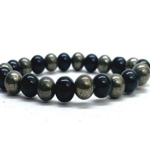Pyrite and Black Onyx Crystal Stretch Bracelet