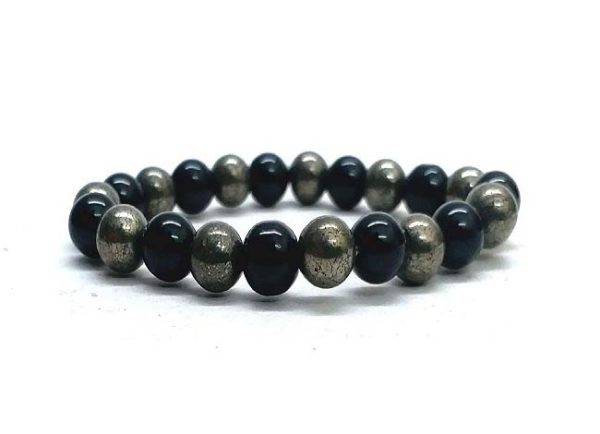 Pyrite and Black Onyx Crystal Stretch Bracelet