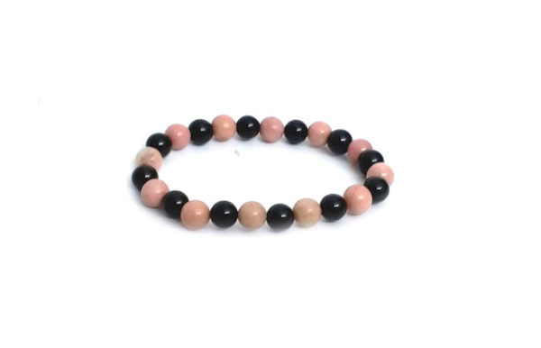 Rhodochrosite & Black Onyx 8 MM Stretch Bracelet - Image 2