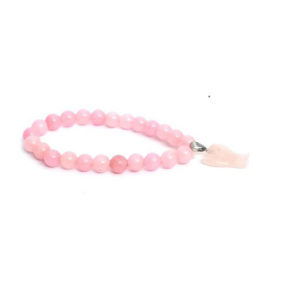 Rose Quartz 8 mm Stretch Bracelet with Rose Quartz Angel