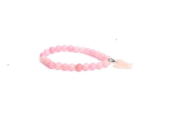 Rose Quartz 8 mm Stretch Bracelet with Rose Quartz Angel