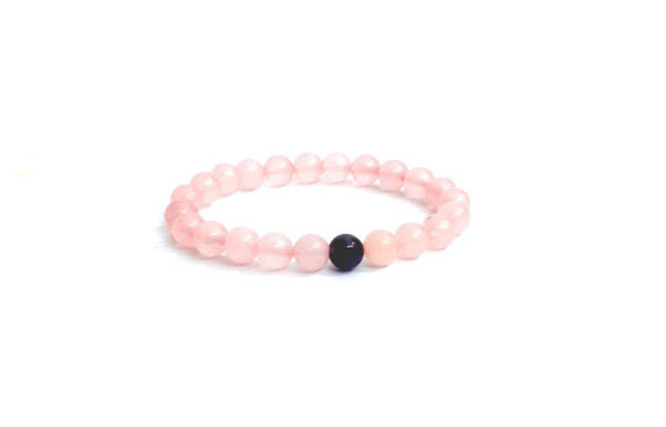 Rose Quartz & Amethyst Stretch Bracelet 8 Mm