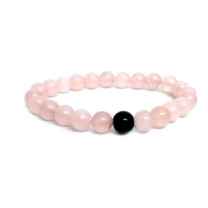Rose Quartz & Black Onyx Crystal 8 mm Stretch Bracele