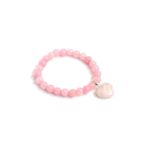 Rose Quartz 8 mm Stretch Bracelet with Rose Quartz Heart