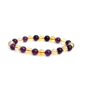 Citrine Amethyst Power 8 MM Stretch Bracelet