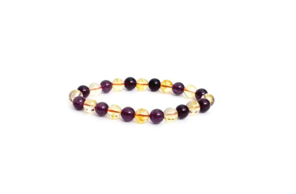 Citrine Amethyst Power 8 MM Stretch Bracelet