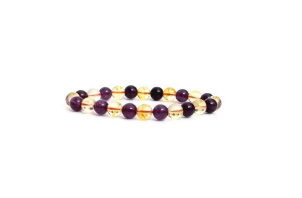 Citrine Amethyst Power 8 MM Stretch Bracelet - Image 2