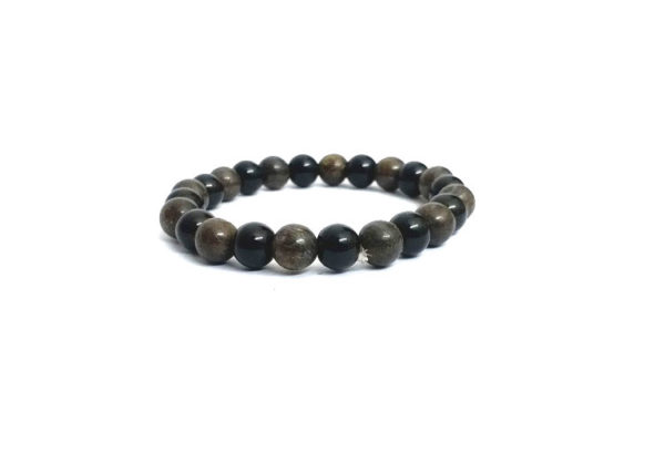 Natural Bronzite and Black Onyx 8 MM Stretch Bracelet