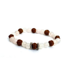 Quartz and RUDRAKSHA Power 7 MM Stretch Bracelet