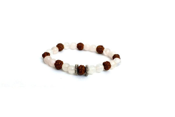 Quartz and RUDRAKSHA Power 7 MM Stretch Bracelet