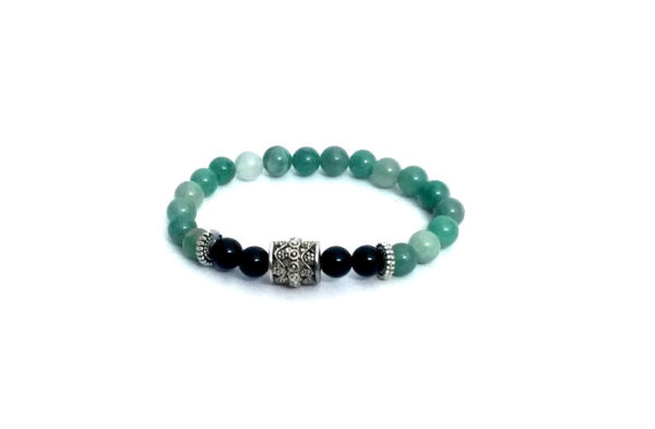 Green Aventurine & Black Onyx Crystal Stretch Bracelet 