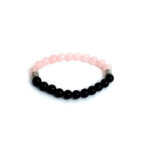 Rose Quartz & Black Onyx Stone Stretch Bracelet