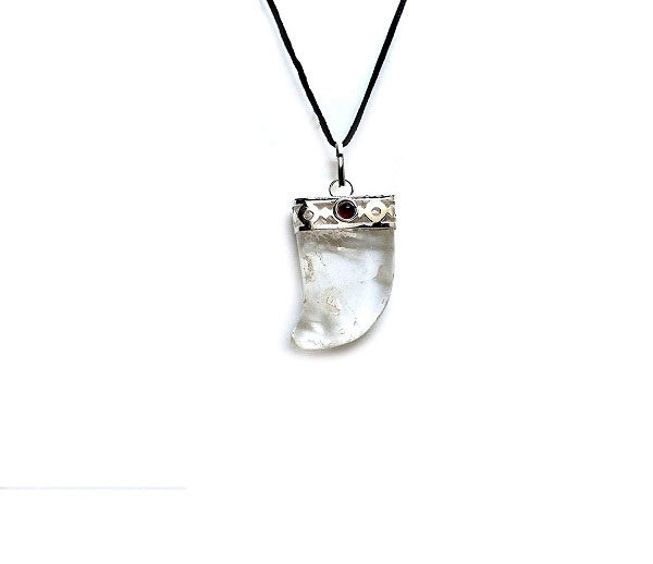 Natural Clear Quartz Tiger Nail Shaped Pendant - Image 2