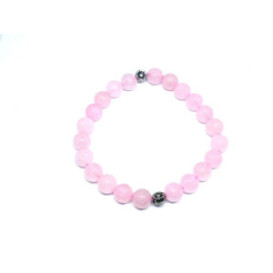 Natural Rose Quartz Flower Charm Bracelet For Men And Women Reiki Healing