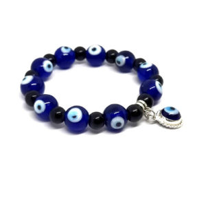 Evil Eye Protection 8 mm Stretch Blue Bracelet for Men and Women