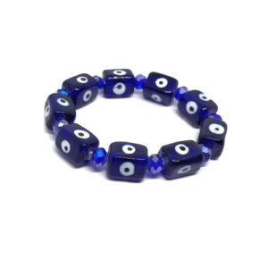 Evil Eye Box Shaped Blue Stretch Bracelet For Men And Women