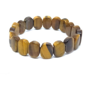 Natural Tiger Eye Crystals 10 mm Oval Stretch Bracelet for Men and Women