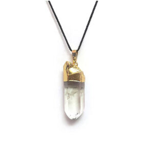 Natural Raw Clear Quartz Crystal Rough Cut Polished Crystal Healing Point Pendant For Men And Women