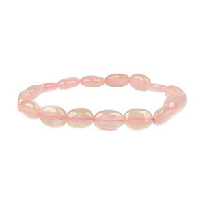 Rose Quartz Oval Shaped Crystal Bracelet