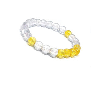 Real Citrine And Clear Quartz Crystals Stretch 8 Mm Bracelet For Men And Women 