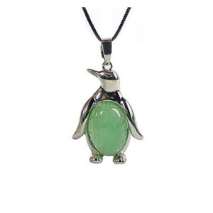 Natural Green Aventurine Crystal Penguin Shaped Pendant For Men And Women