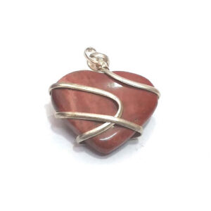 Red Jasper Heart Spiral cage Pendant