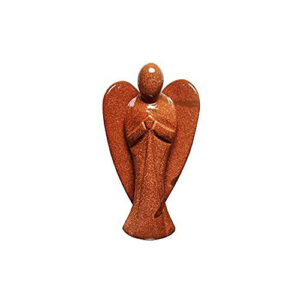 Red Gold Stone Guardian Crystal Figurine 2 Inch Angel For Reiki Healing