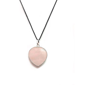 Natural Rose Quartz Crystal Heart Shaped Men & Women Pendant For Reiki Healing