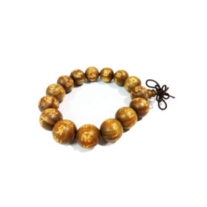 Tibetan Auspicious Wooden Om Mani Padme Hum Engraved Power Bodhi Siddha Bracelet For Men & Women