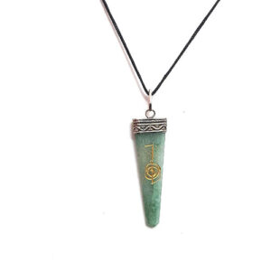 Natural Green Aventurine Cho Ku Rei Symbol Crystal Pendant For Men & Women