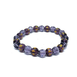 Tibetan Auspicious Om Mani Padme Hum Mantra Engraved Lucky Charm Stretch Bracelet For Men And Women